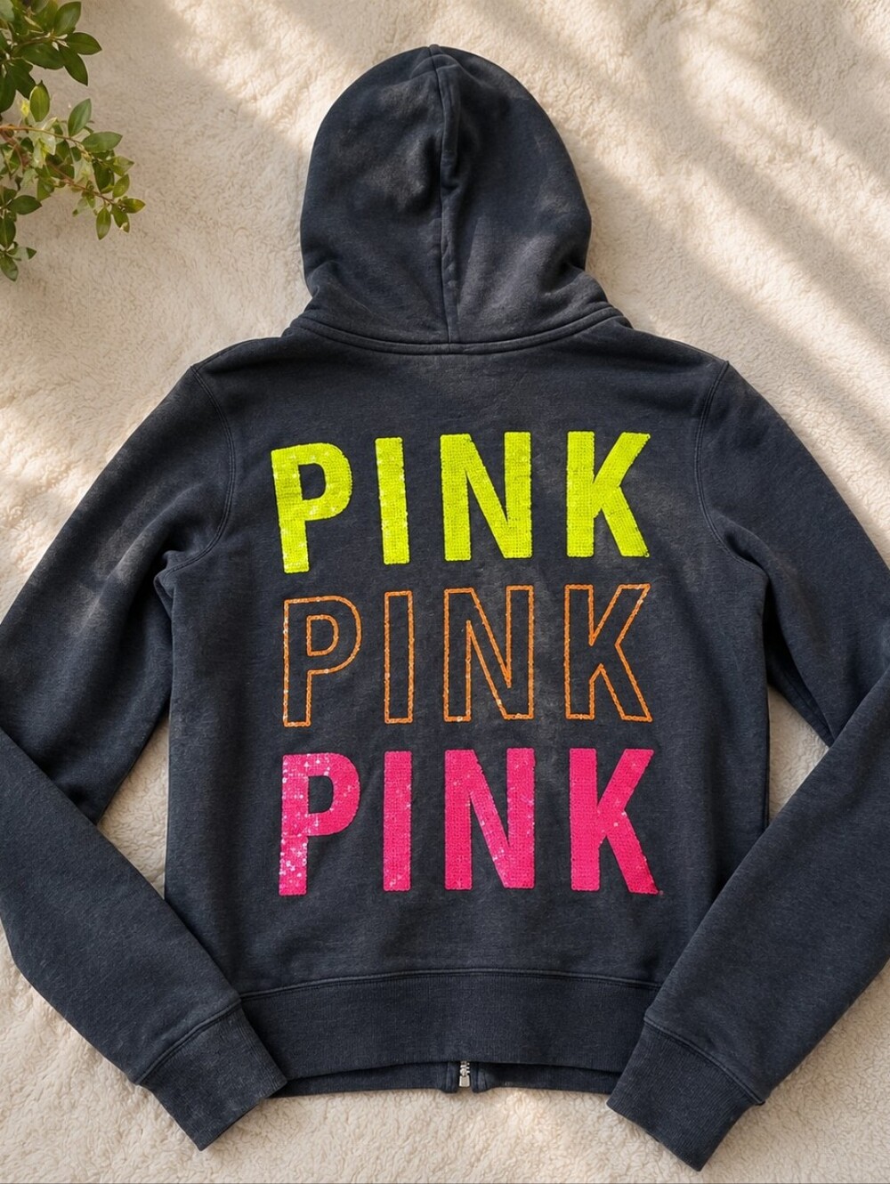 Rare PINK Victorias Secret Sweatshirt with Neon Lettering
